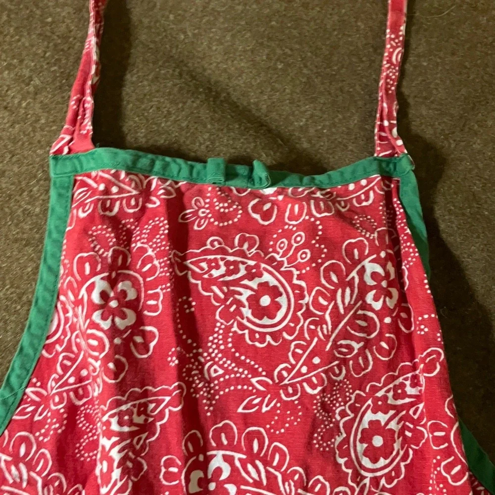 Bandana fabric vintage handmade apron with green trim